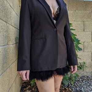 Feather trimmed blazer